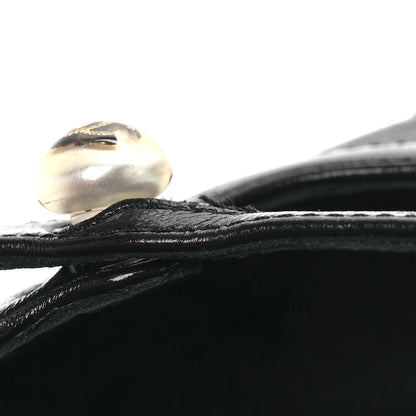 Chanel Shiny Lambskin Grosgrain Pearl Mary Jane Flats 37.5 Black 12 of 12