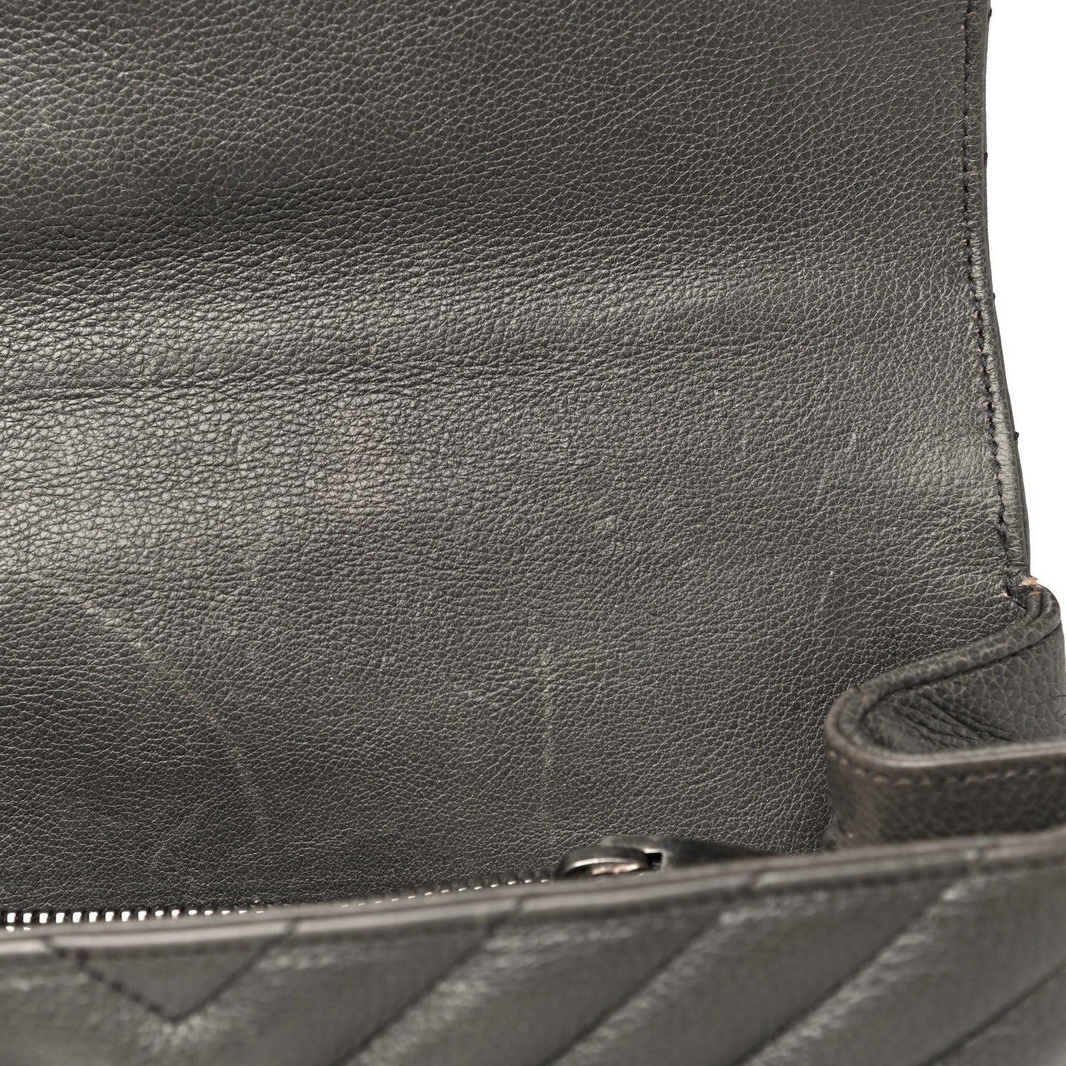 Saint Laurent Grained Calfskin Matelasse Chevron Monogram Medium College Bag Grey 12 of 18