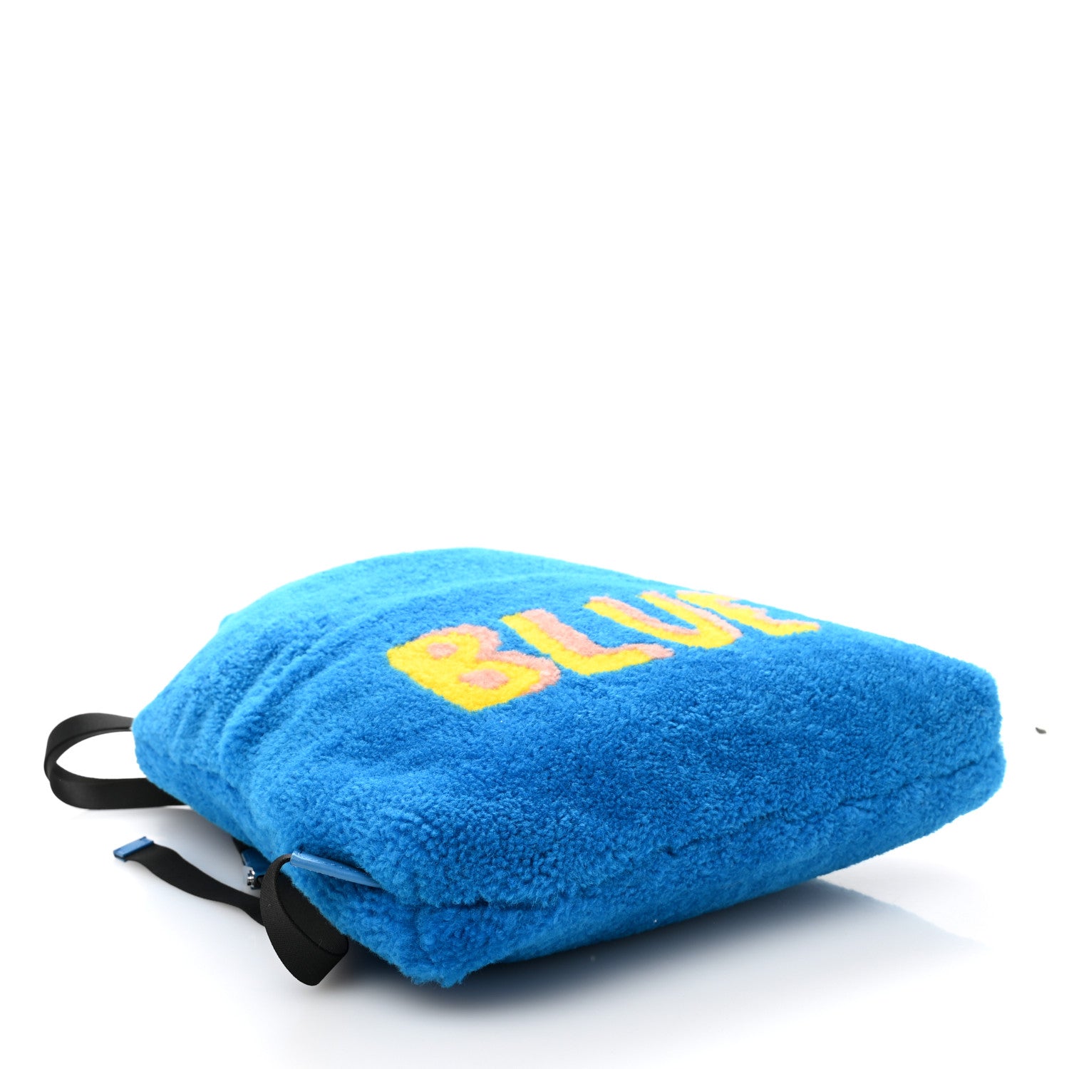 Fendi Shearling Calfskin Vocabulary Drawstring Backpack Blue 4 of 9