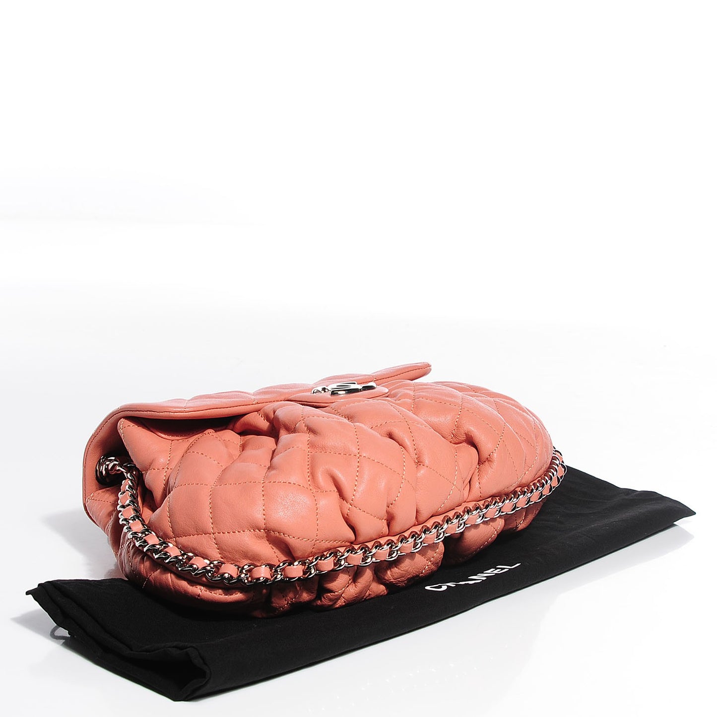 Washed Lambskin Quilted Medium Chain Around Messenger Pink