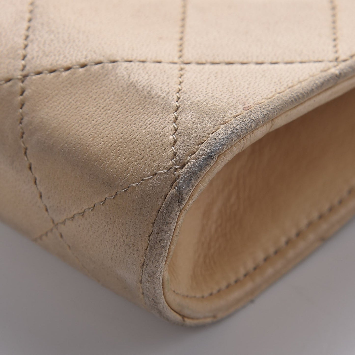 Lambskin Quilted Tassel Chain Bag Beige