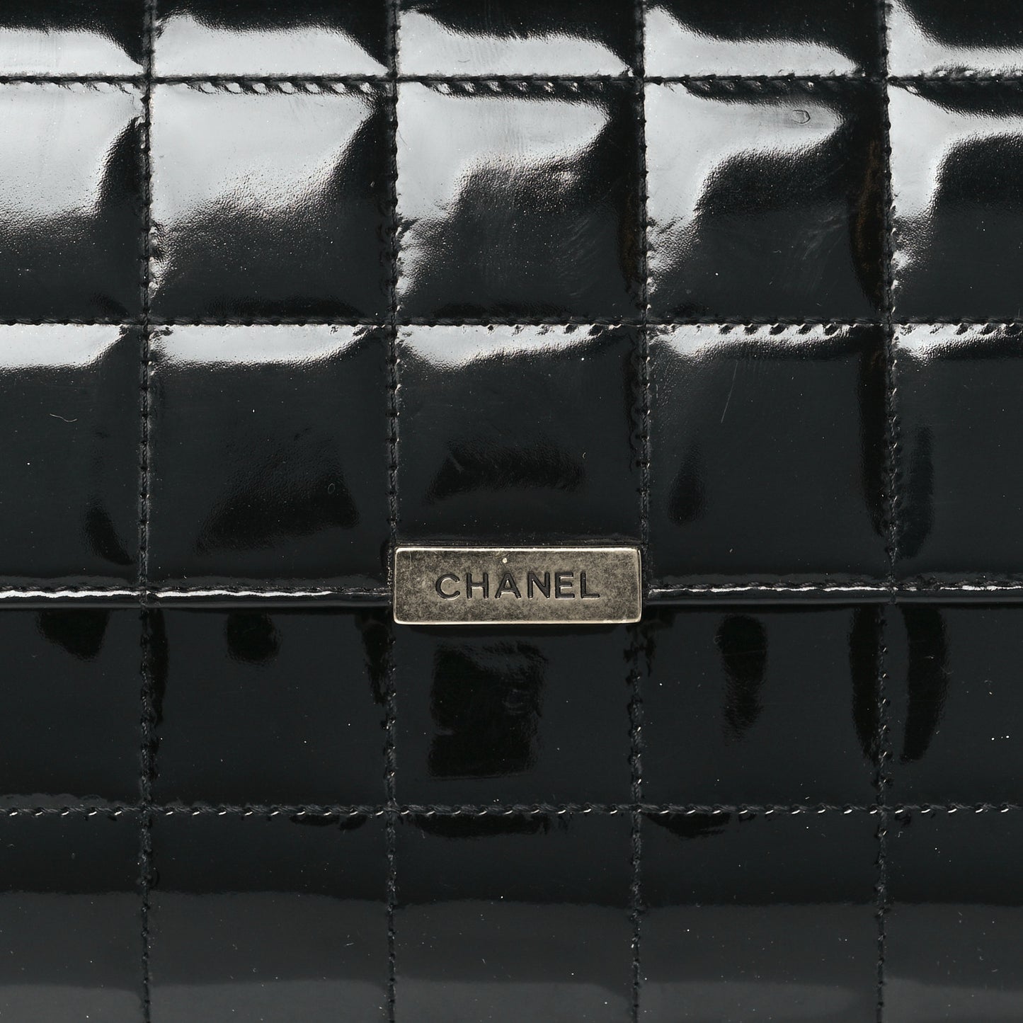 Patent Chocolate Bar Clutch Black