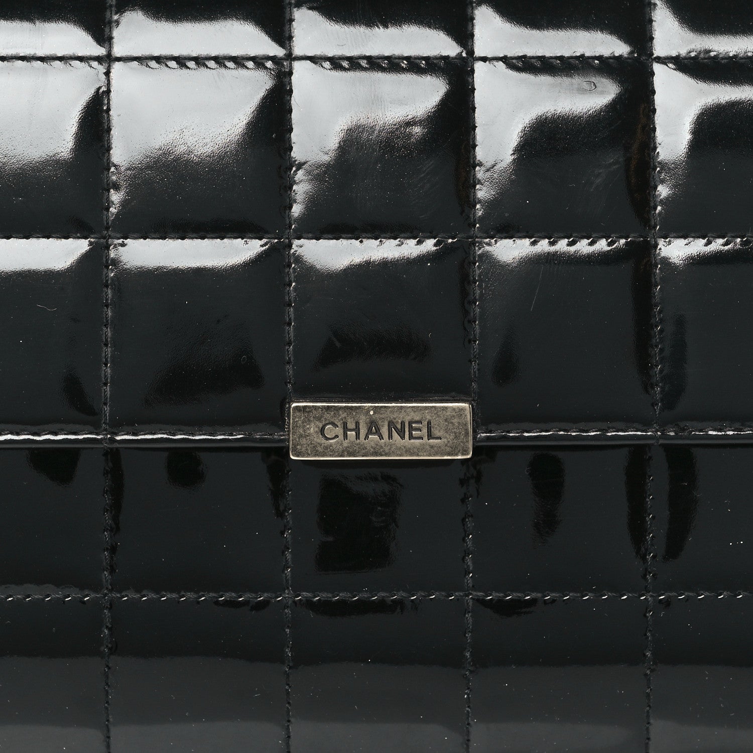 Chanel Patent Chocolate Bar Clutch Black 8 of 10