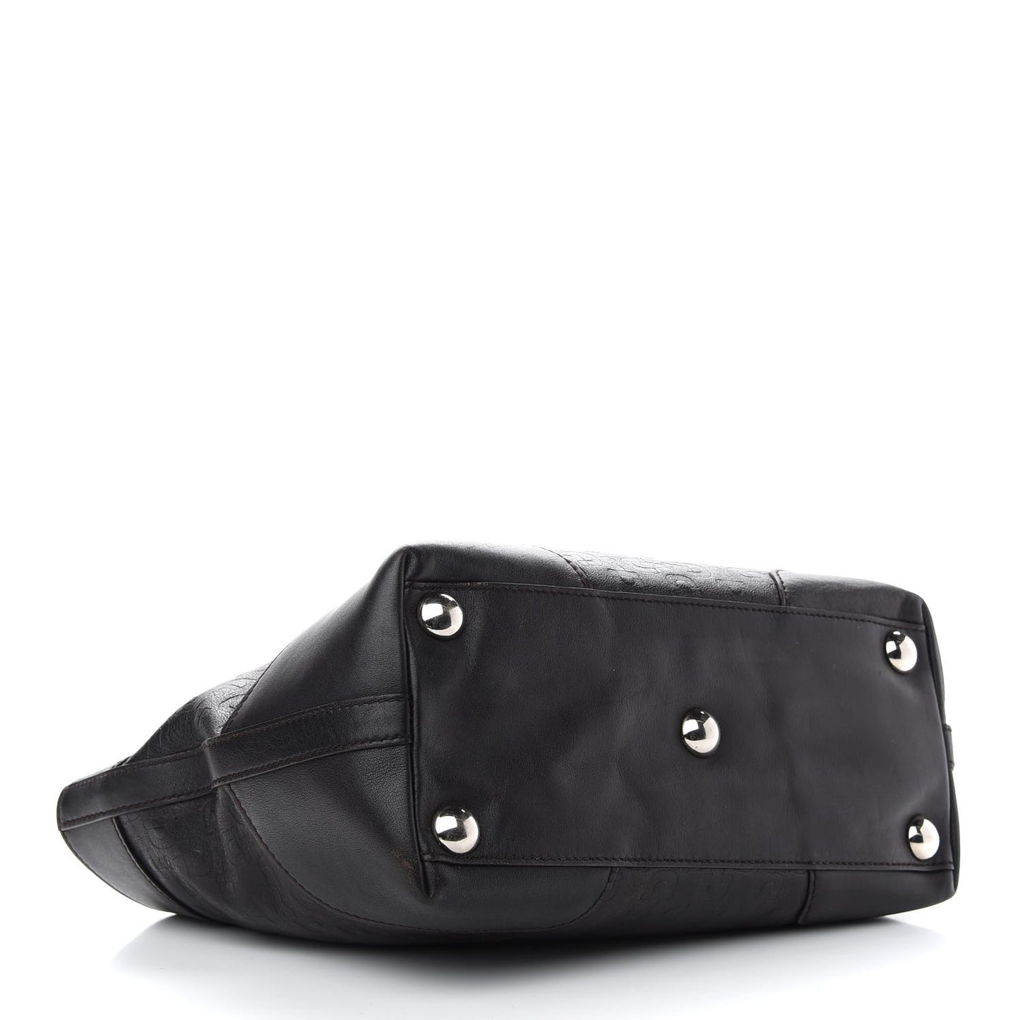 Calfskin Horsebit Embossed Tote Dark Brown