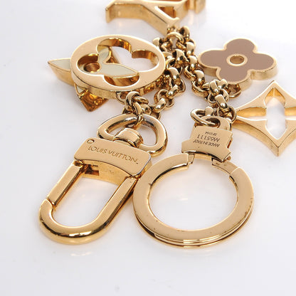 Louis Vuitton Brass Enamel Fleur De Monogram Bag Charm Chain Gold 3 of 3