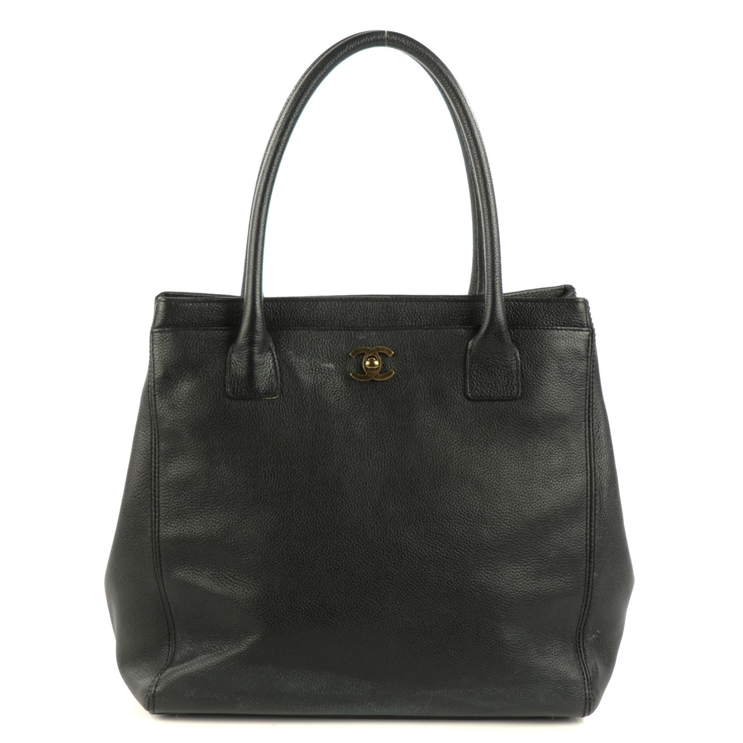 Calfskin Tall Cerf Tote Black