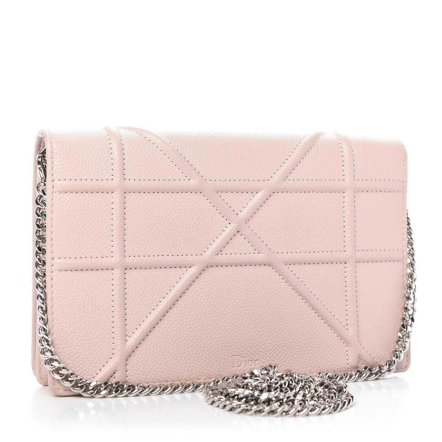 Grained Calfskin Diorama Wallet on Chain Pouch Nude