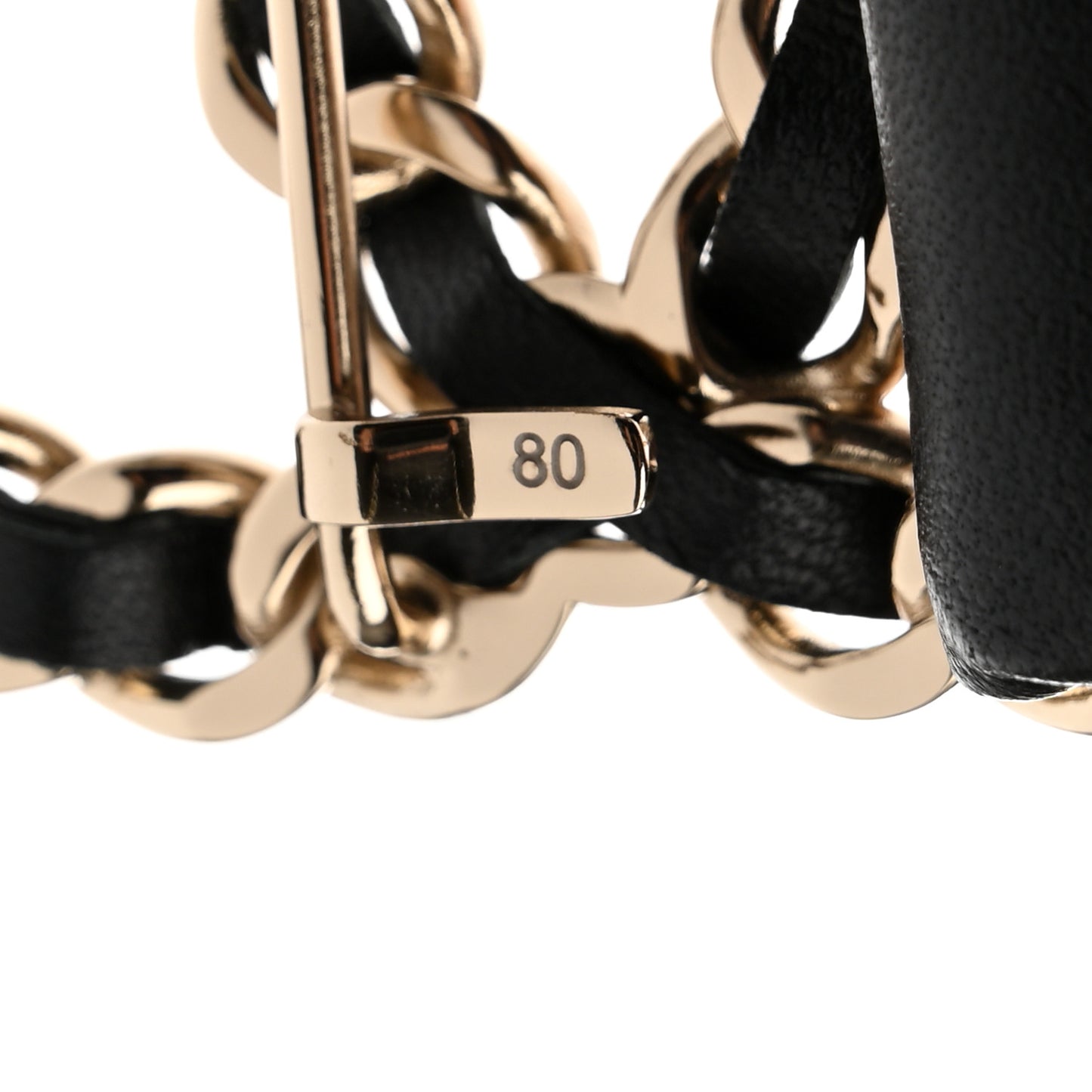Lambskin Ruched Chain CC Belt 80 32 Black