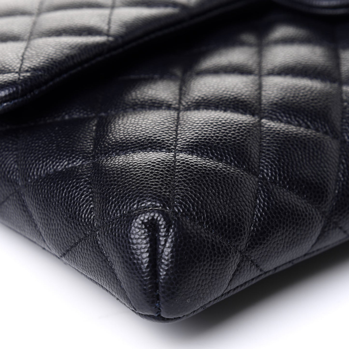 Caviar Quilted Flap Clutch Navy