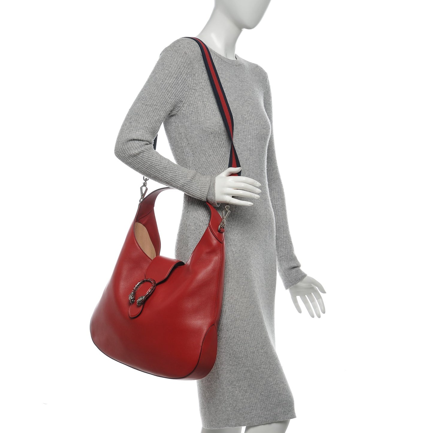 Calfskin Web Large Dionysus Hobo Red