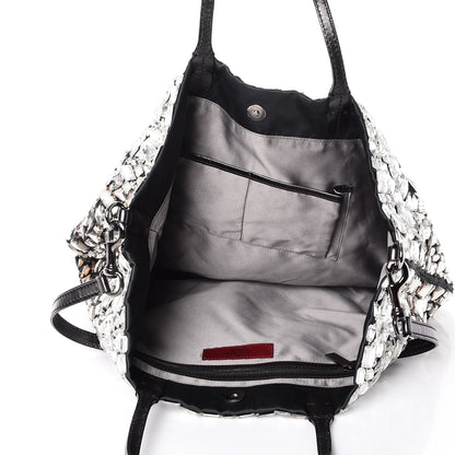 Valentino Garavani Vitello Crystal Ombre Tote Black 6 of 11