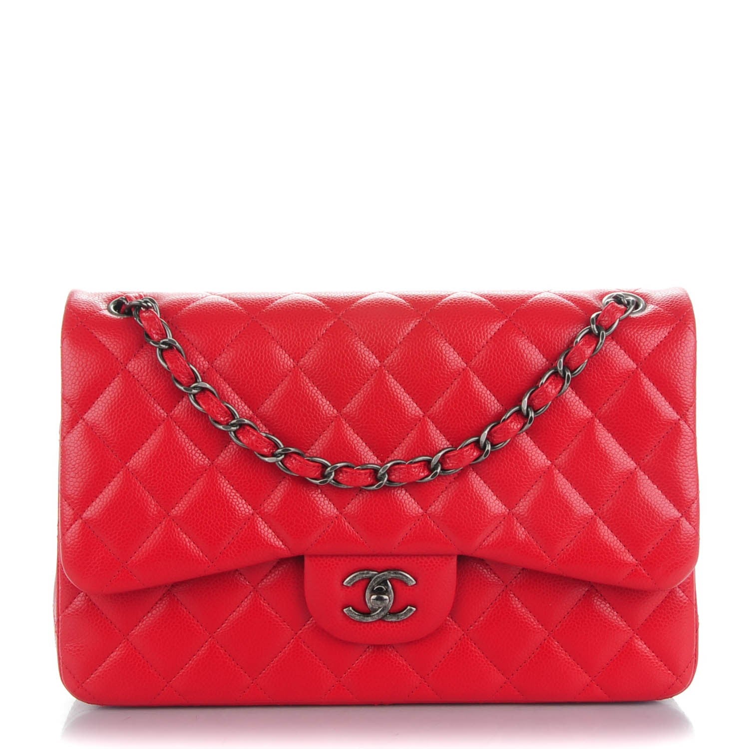Chanel Caviar Quilted Jumbo Double Flap Red 1 of 9