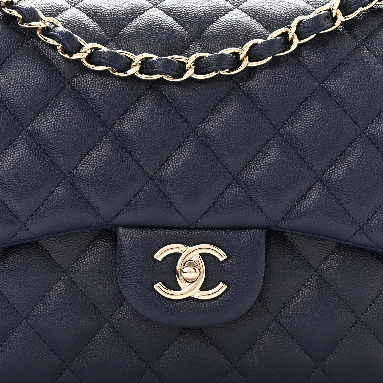 Chanel Caviar Quilted Jumbo Double Flap Navy Blue 7 of 10
