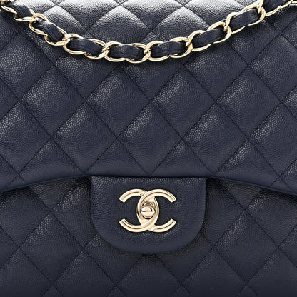 Chanel Caviar Quilted Jumbo Double Flap Navy Blue 7 of 10