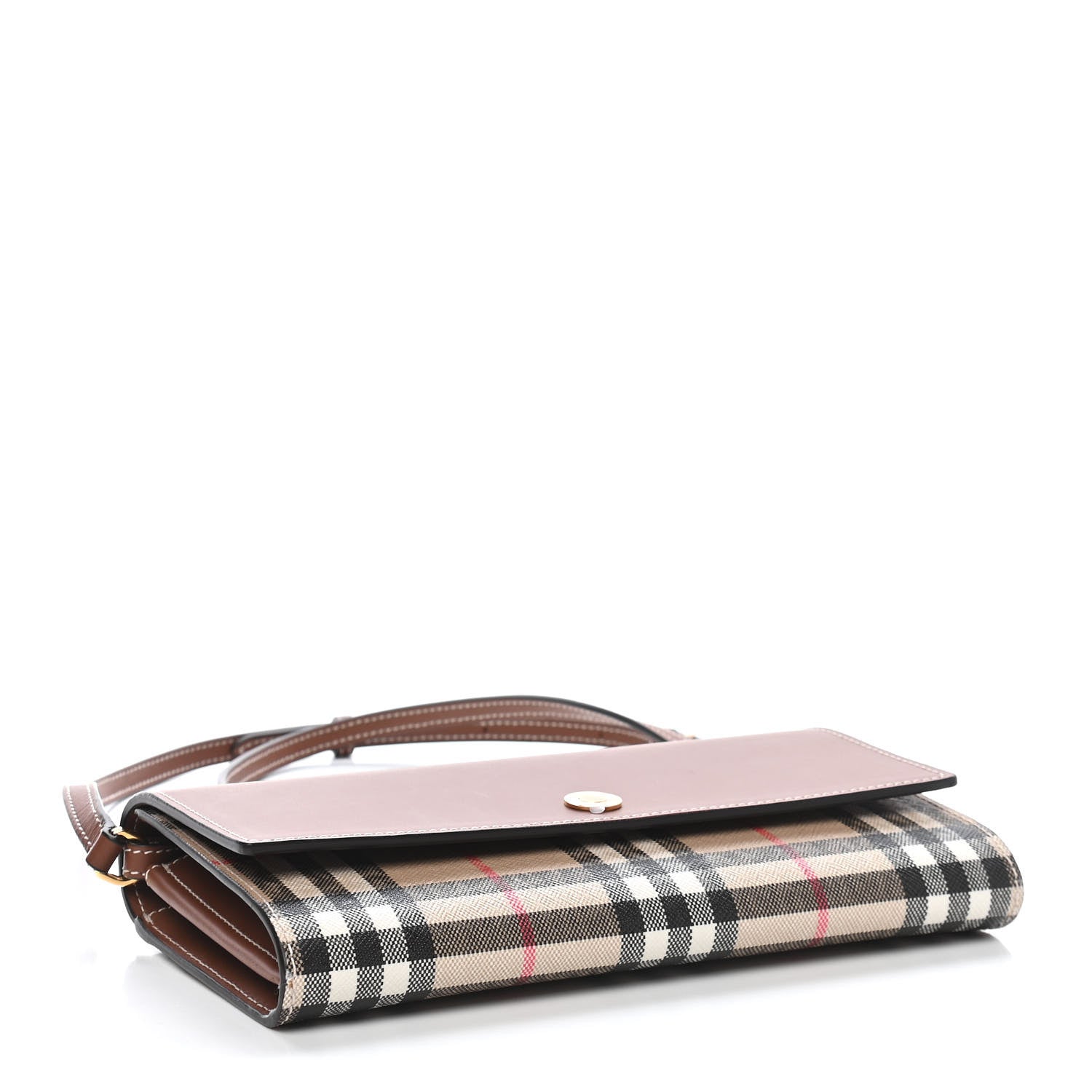 Burberry Calfskin Vintage Check Wallet With Detachable Strap Archive Beige Tan 4 of 8
