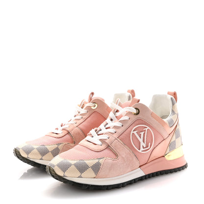 Louis Vuitton Suede Damier Azur Run Away Sneakers 37 Pink 4 of 9
