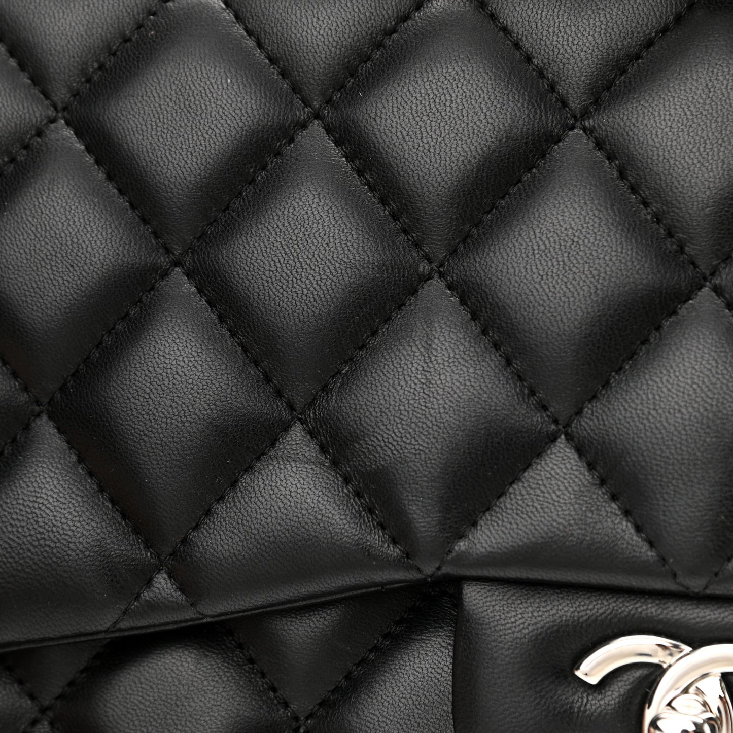 Lambskin Quilted Jumbo Double Flap Black
