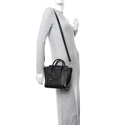 Celine Drummed Calfskin Nano Luggage Black 2 of 12