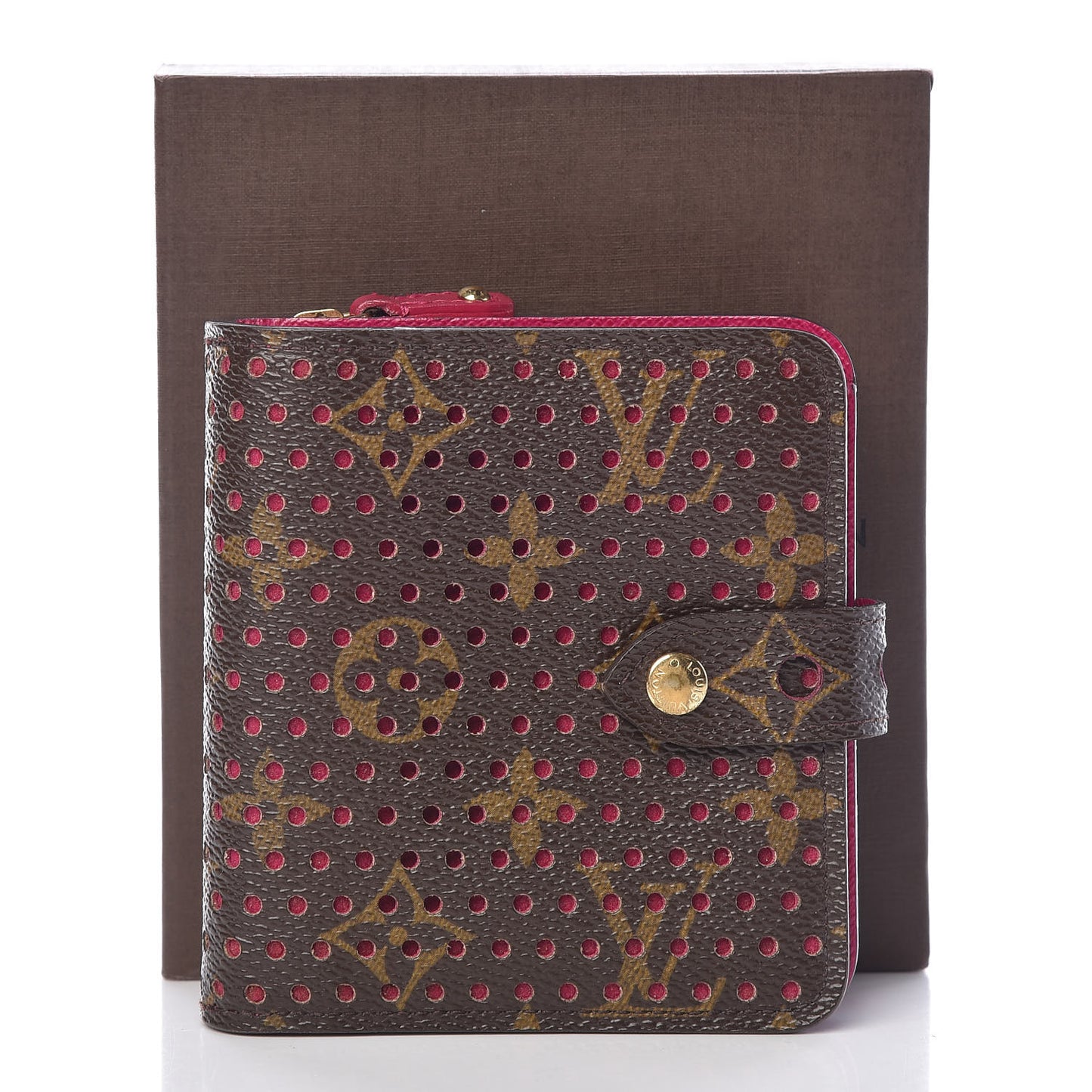Monogram Perforated Compact Zipped Wallet Fuchsia