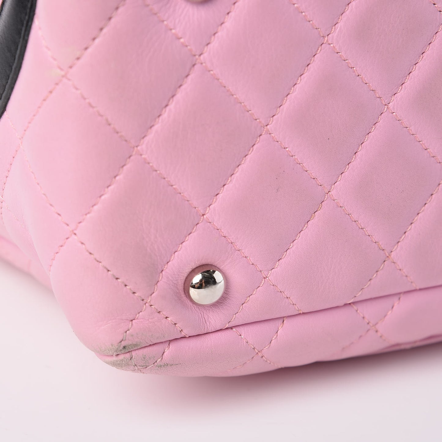 Calfskin Quilted Large Cambon Bowler Pink