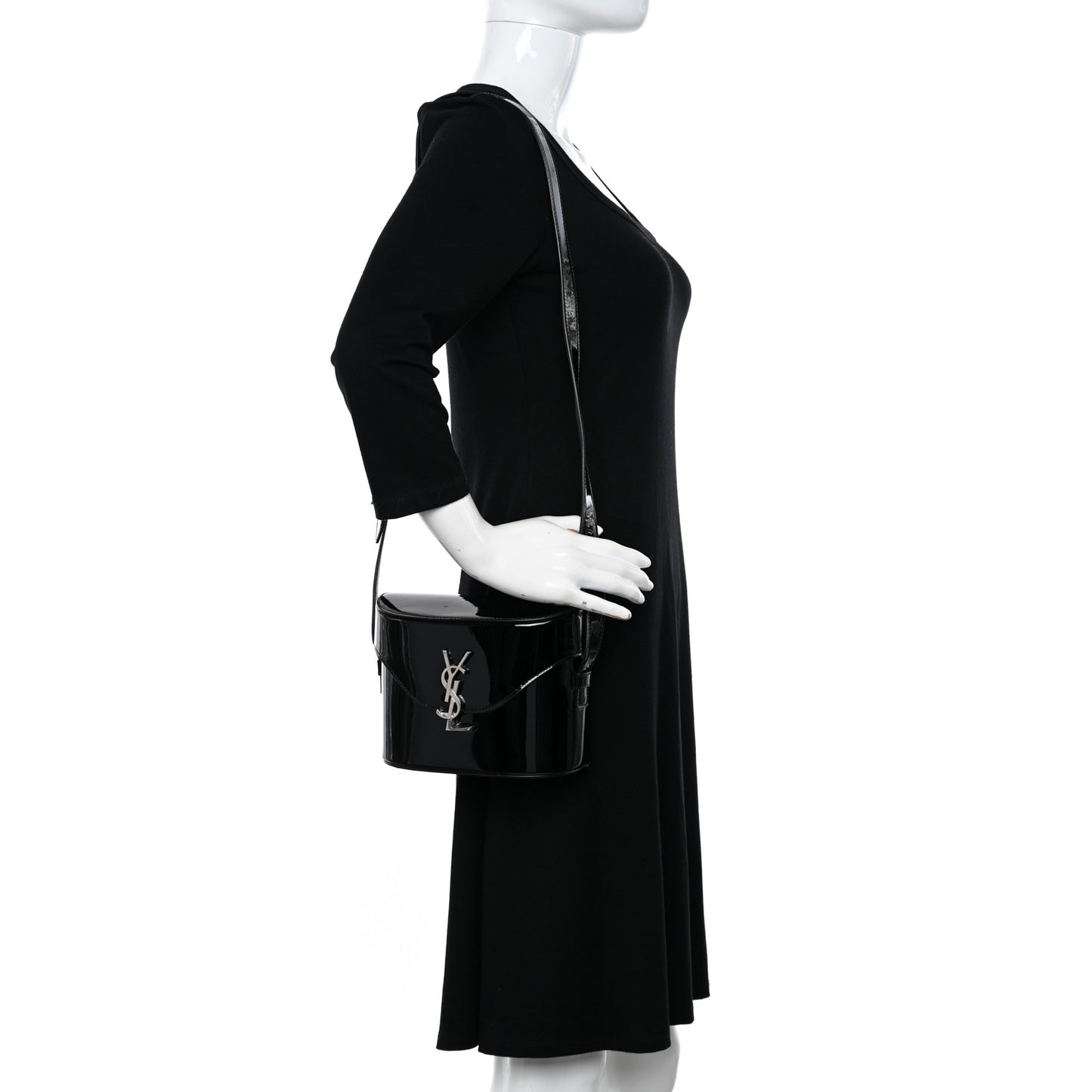 Patent Monogram June Box Bag Black