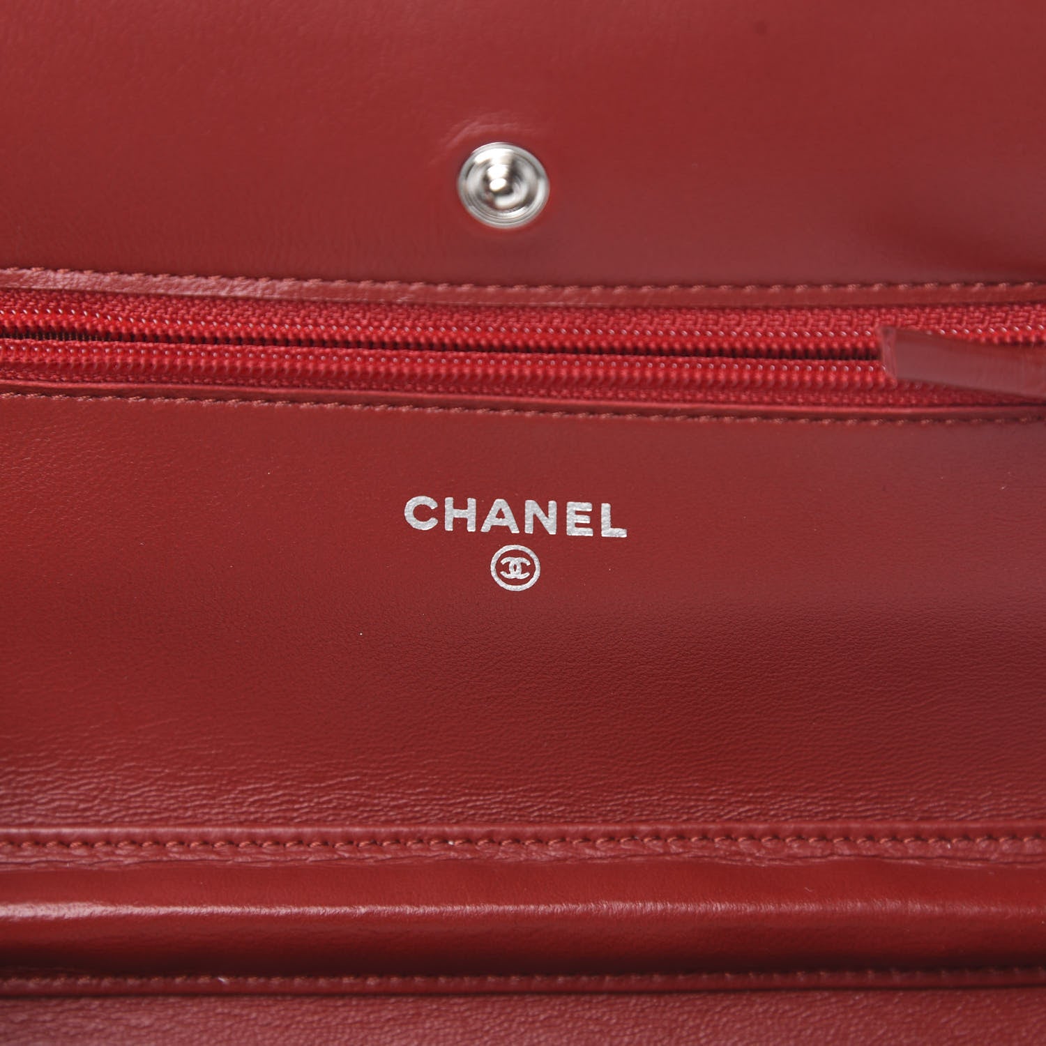 Chanel Lambskin Quilted Wallet On Chain WOC Red 6 of 13