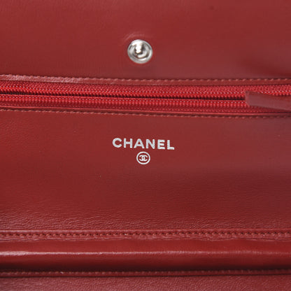 Chanel Lambskin Quilted Wallet On Chain WOC Red 6 of 13