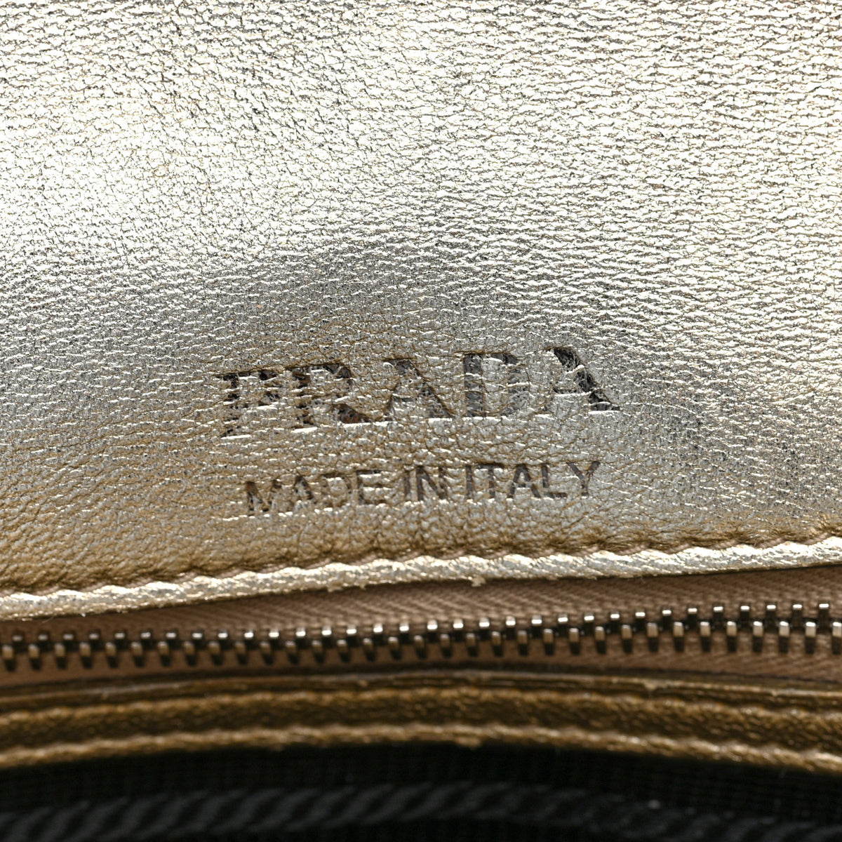 Prada Metallic Nappa Impunture Diagramme Medium Chain Flap Shoulder Bag  Gold 6 of 9
