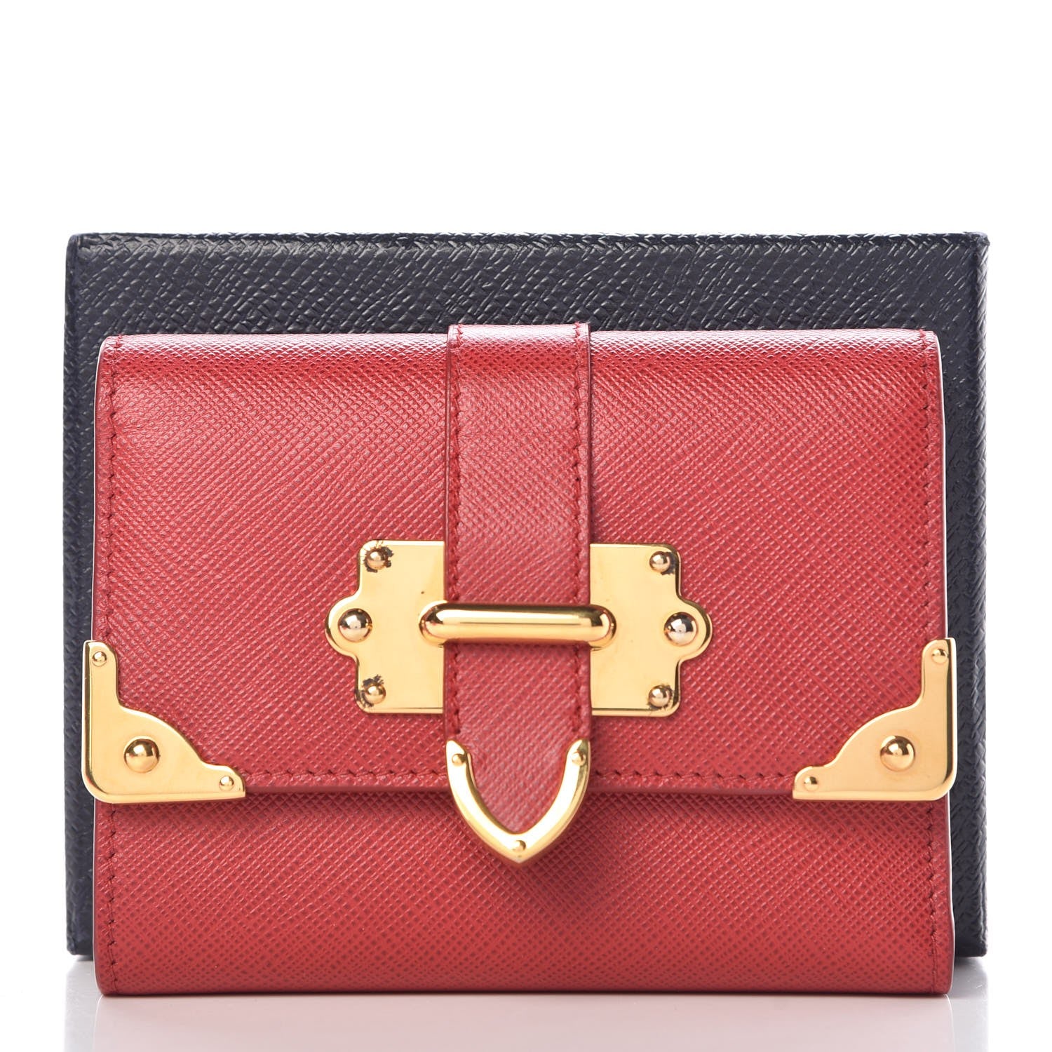 Prada Saffiano Cahier Compact Flap Wallet Fuoco 7 of 7