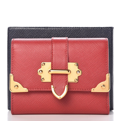 Prada Saffiano Cahier Compact Flap Wallet Fuoco 7 of 7