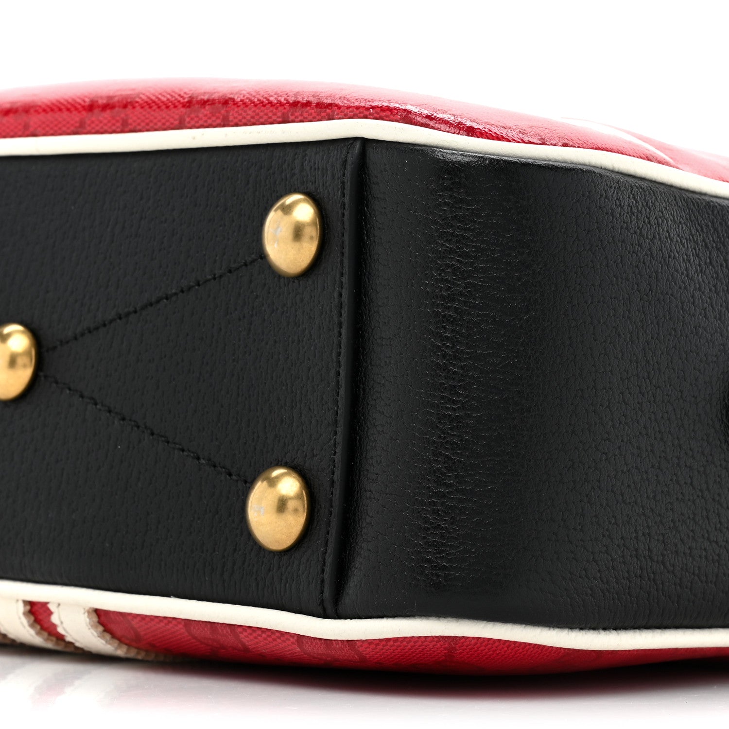 Gucci X ADIDAS Crystal Vintage Monogram Textured Dollar Calfskin Web Trefoil Logo Small Messenger Bag Hibiscus Red Off White Black 8 of 12