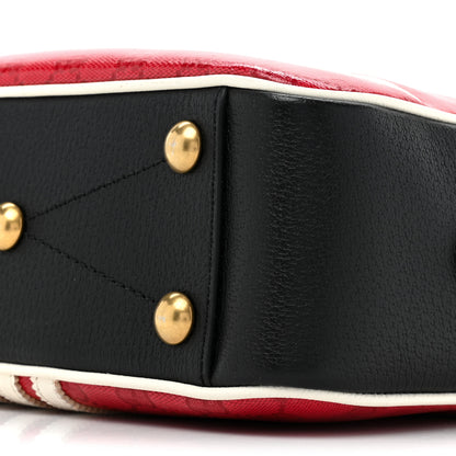 Gucci X ADIDAS Crystal Vintage Monogram Textured Dollar Calfskin Web Trefoil Logo Small Messenger Bag Hibiscus Red Off White Black 8 of 12