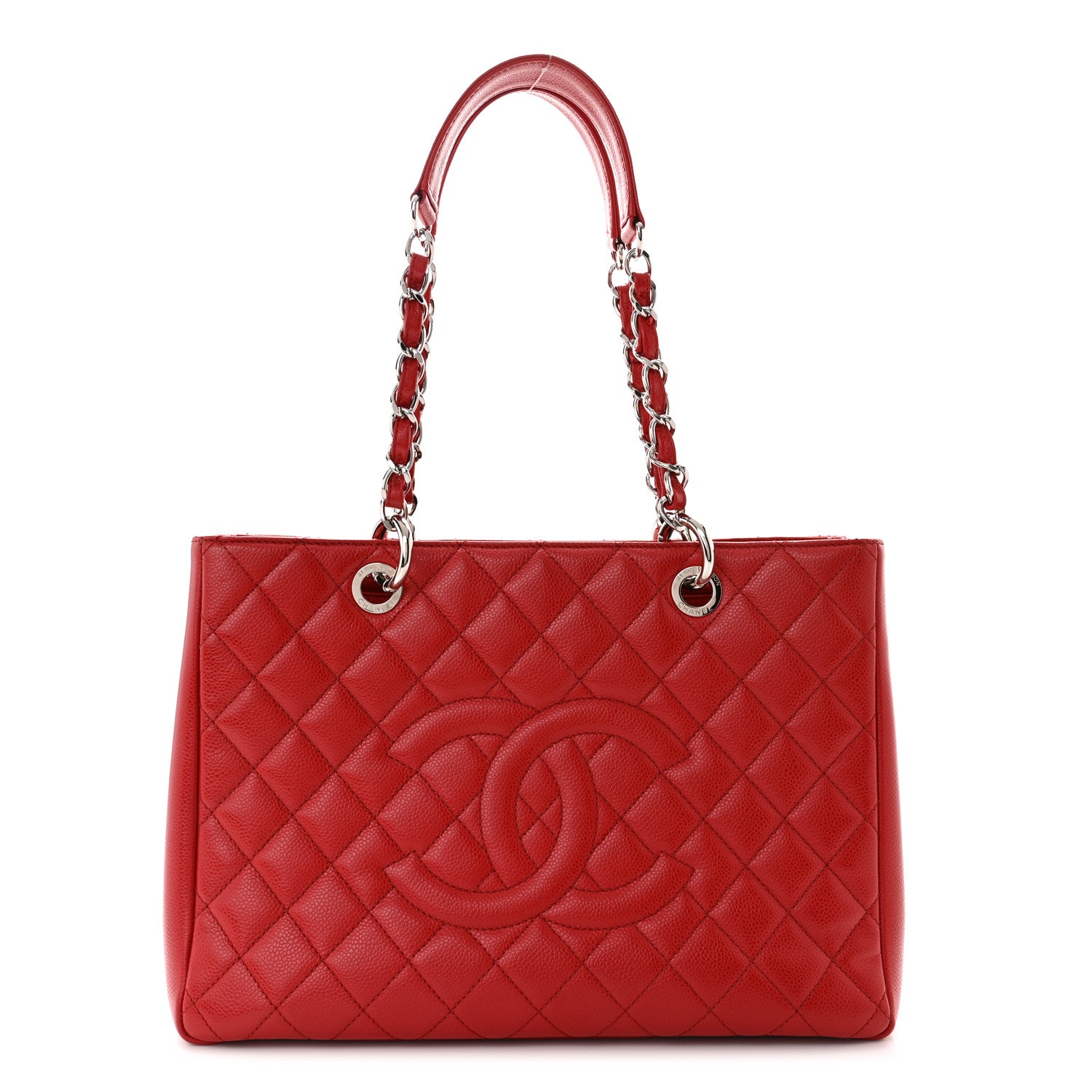 Chanel Caviar Quilted Grand Shopping Tote GST Red 1 of 11