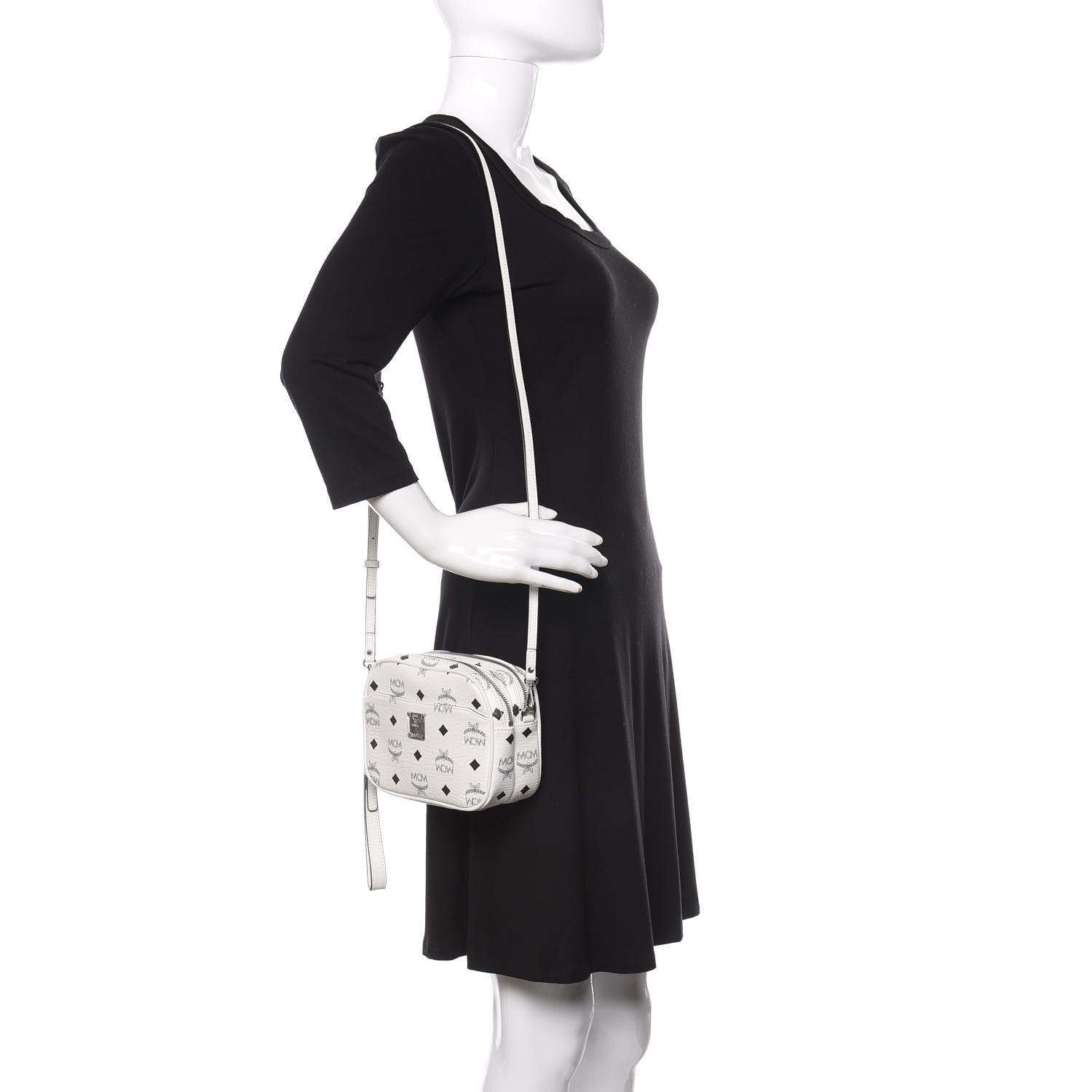 MCM Visetos Camera Crossbody Bag White 2 of 10