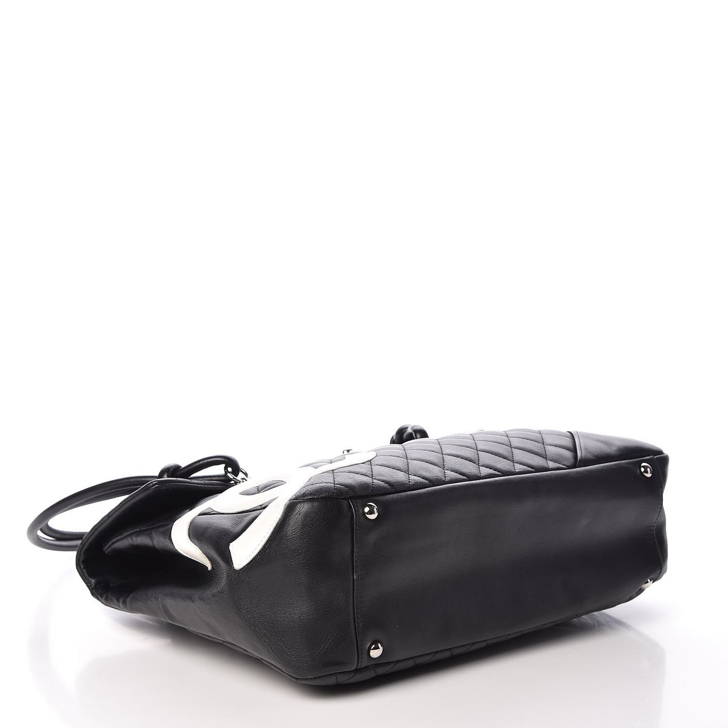 Calfskin Quilted Large Cambon Flap Black White