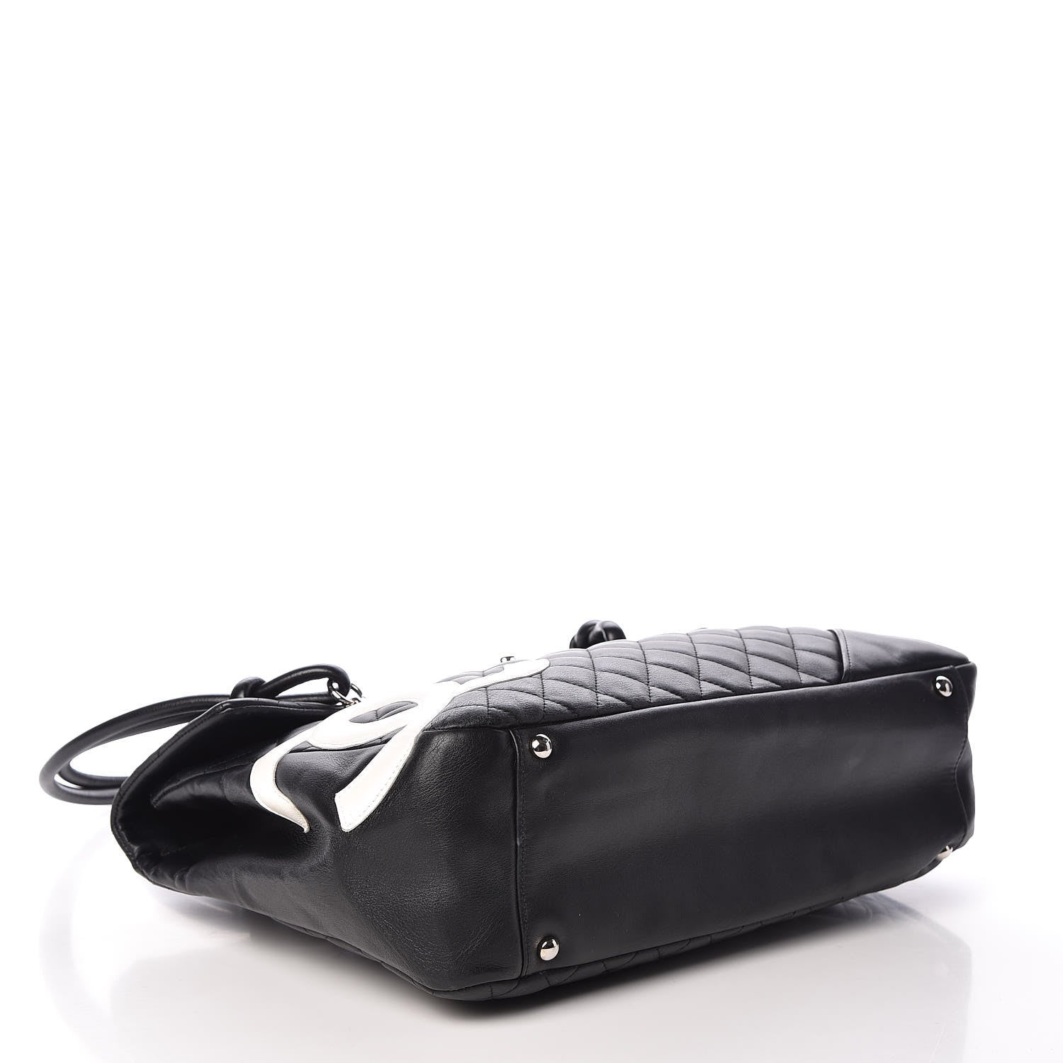 Chanel Calfskin Quilted Large Cambon Flap Black White 4 of 9