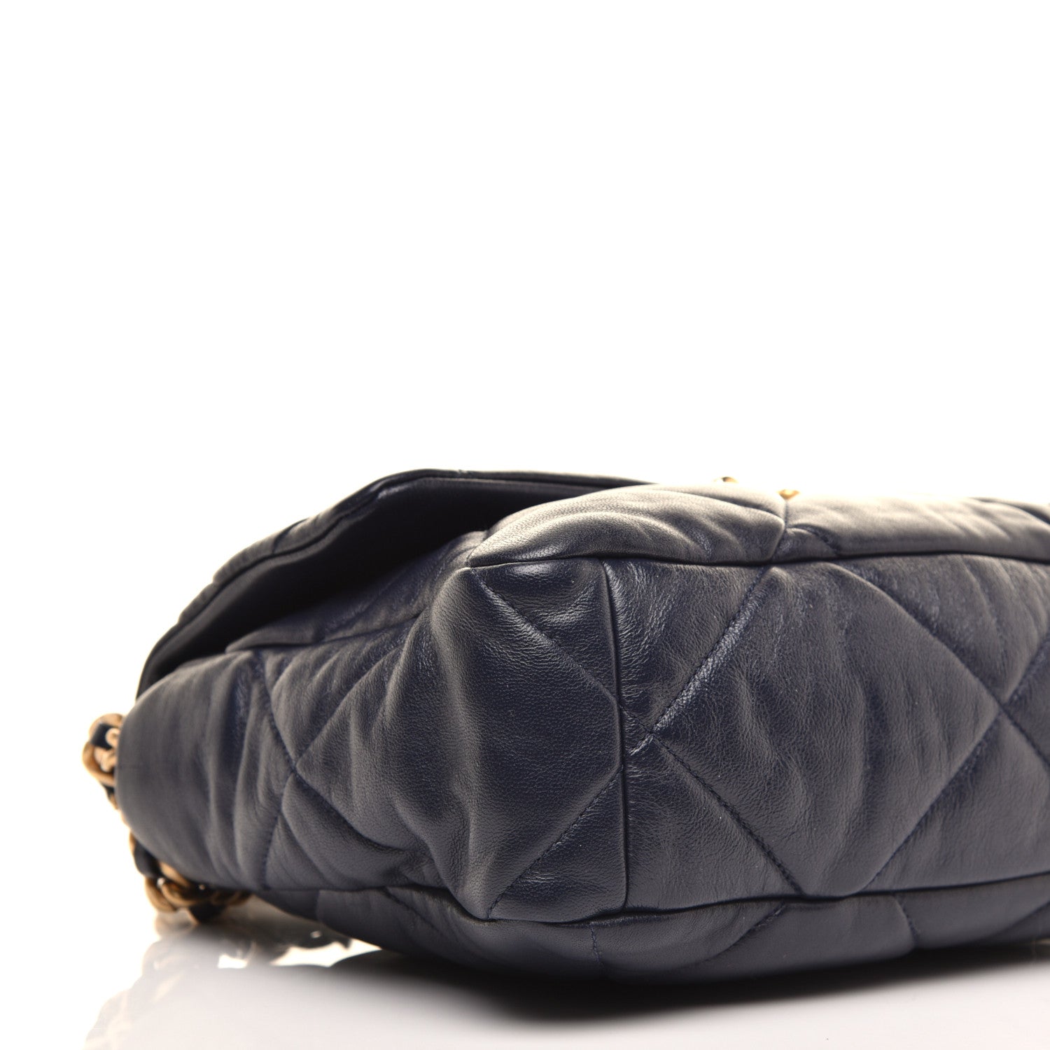 Chanel Goatskin Quilted Large Chanel 19 Flap Navy Blue 8 of 10