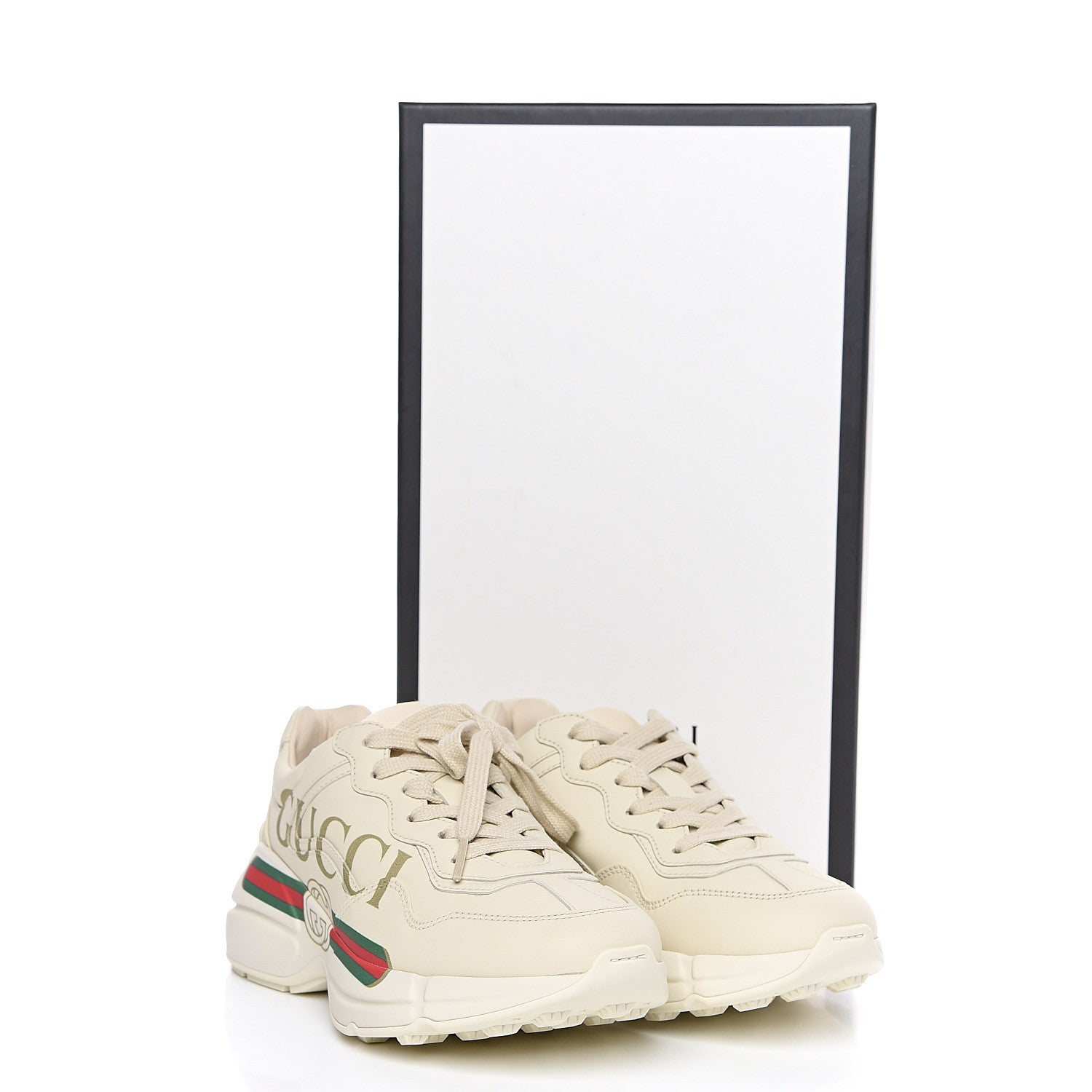Gucci Calfskin Logo Womens Rhyton Sneakers 35 Ivory 9 of 9