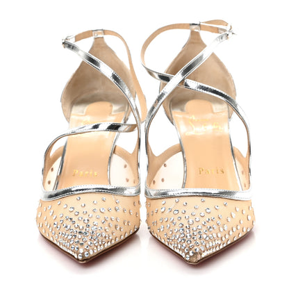 Christian Louboutin Dentelle Jacquard Strass Twistissima 85 Pumps 37.5 Silver 2 of 7