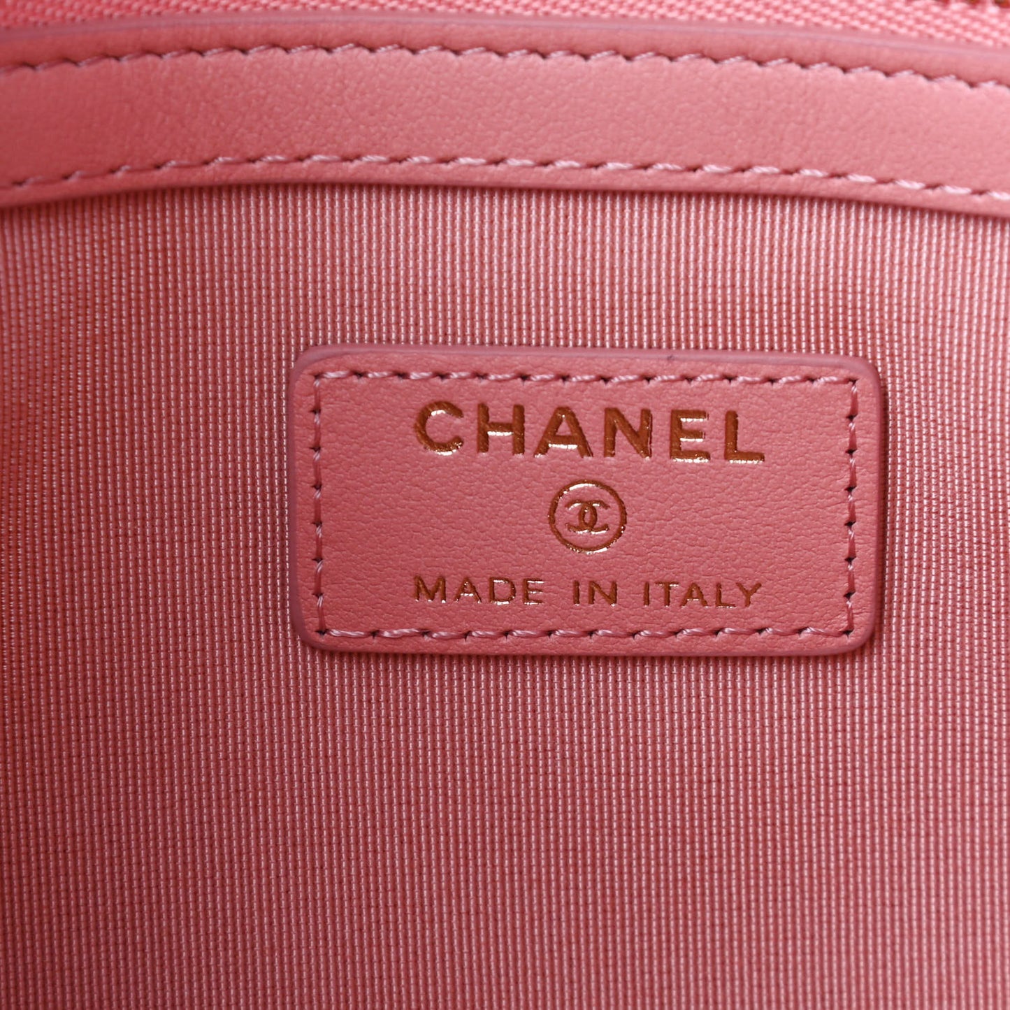 Caviar Quilted Ombre Medium Cosmetic Case Coral