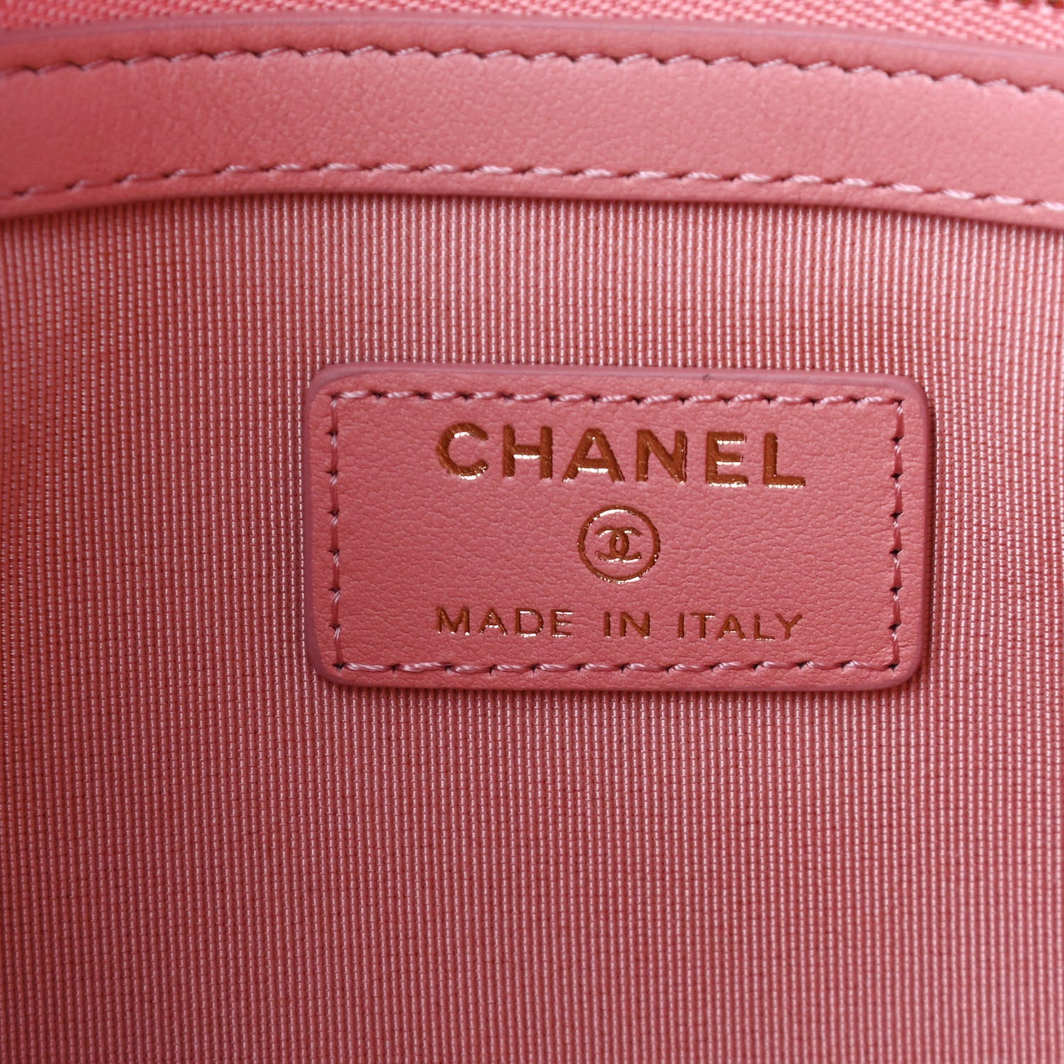 Chanel Caviar Quilted Ombre Medium Cosmetic Case Coral 7 of 8