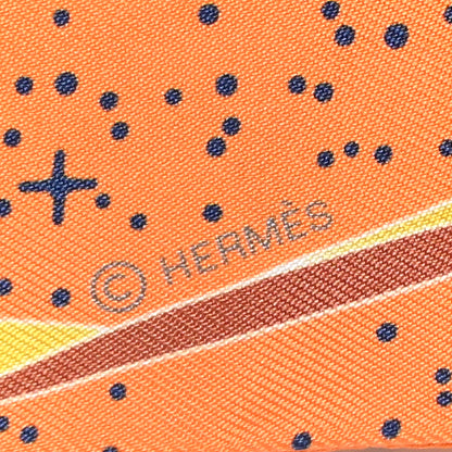 Hermes Silk Space Derby Twilly Orange Jaune Bleu 3 of 8