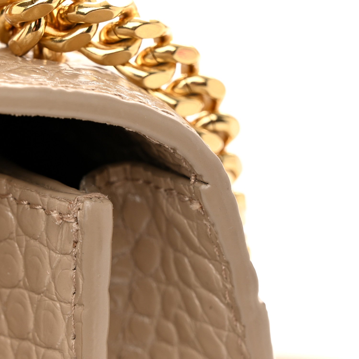 Saint Laurent Calfskin Crocodile Embossed Medium Monogram Sunset Dark Beige 13 of 13