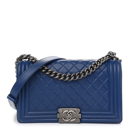 Chanel Lambskin Quilted Medium Boy Flap Blue 1 of 13