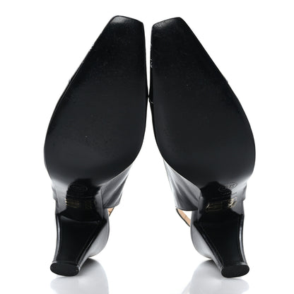 Chanel Lambskin Printed CC Cap Toe Slingback Pumps 38 Black 5 of 7