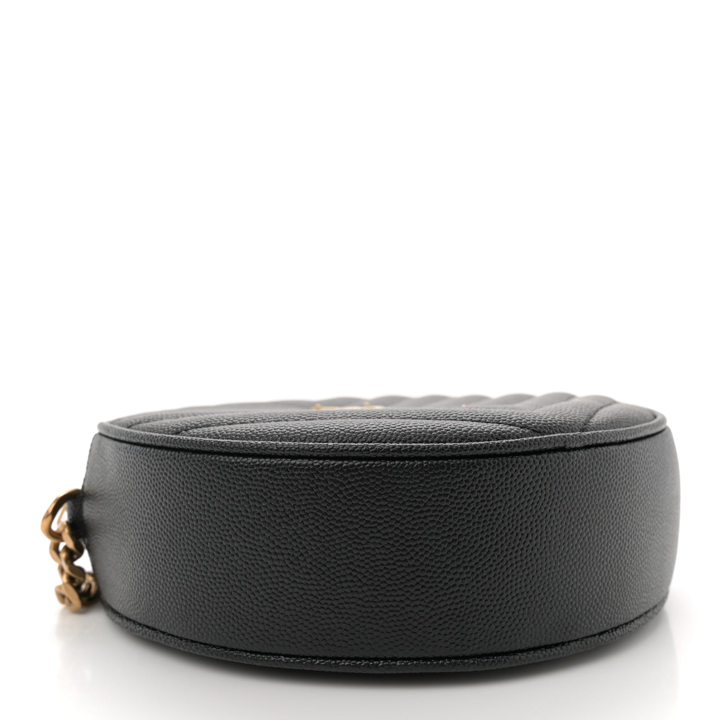 Grain De Poudre Matelasse Chevron Quilted Round Vinyle Camera Bag Black