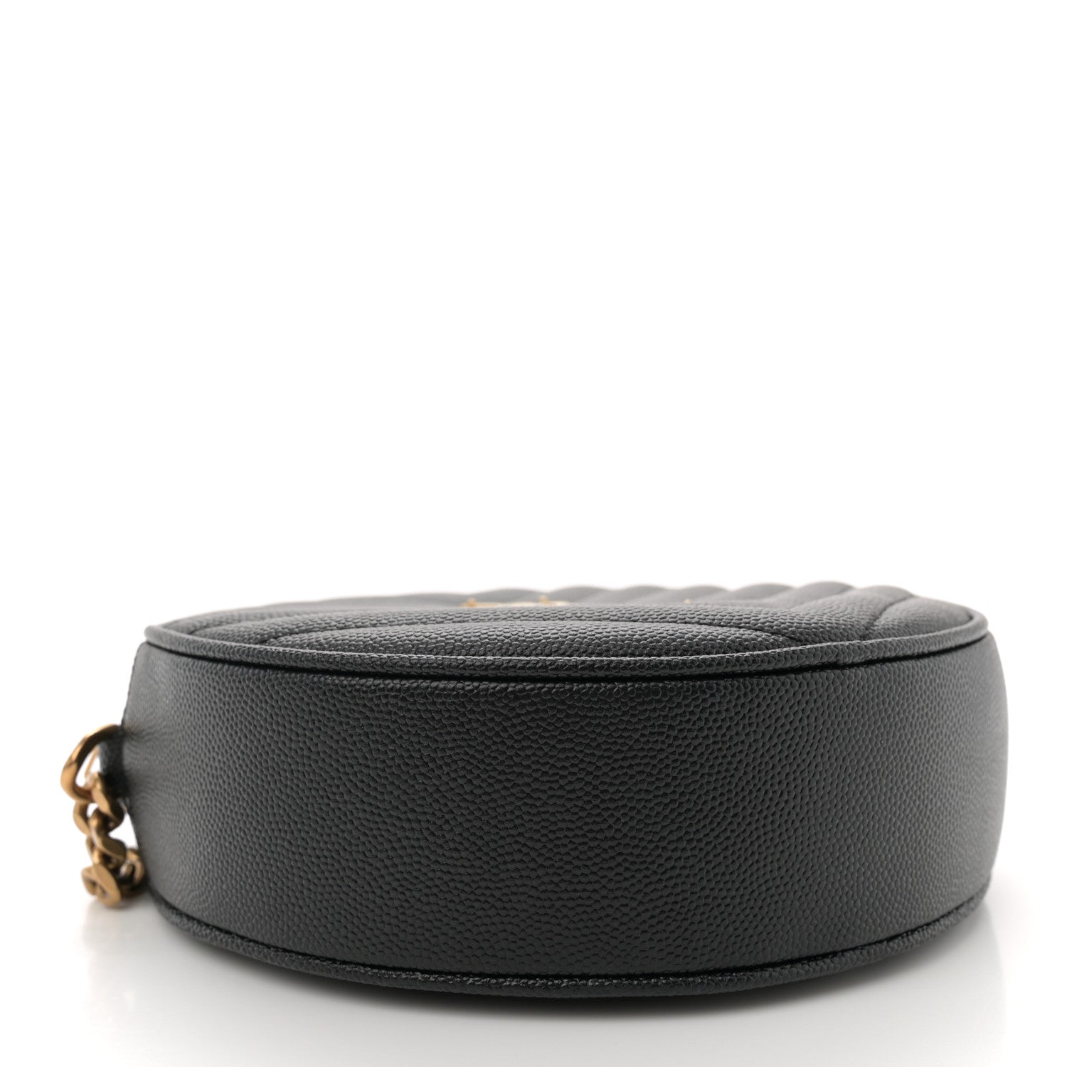 Saint Laurent Grain De Poudre Matelasse Chevron Quilted Round Vinyle Camera Bag Black 4 of 11