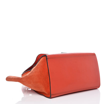 Celine Drummed Calfskin Suede Medium Trapeze Vermillion 5 of 13