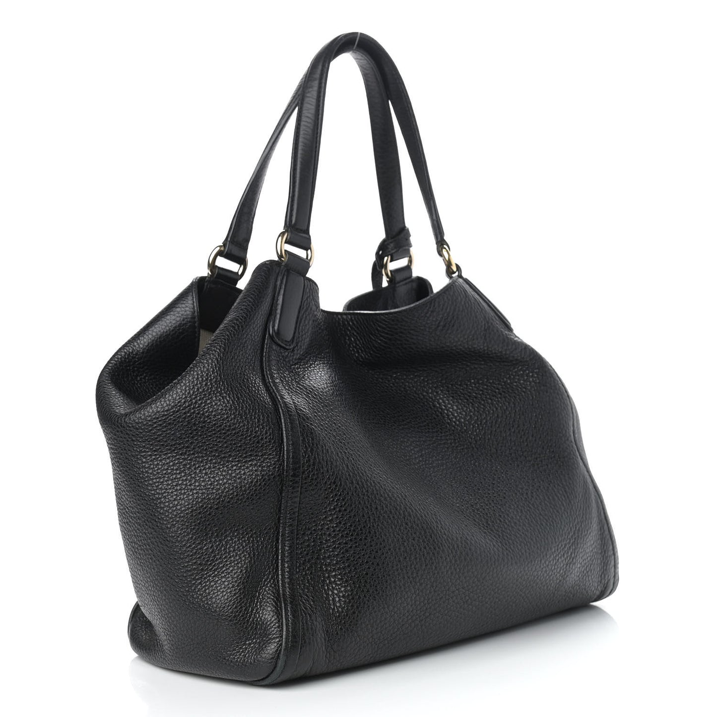 Pebbled Calfskin Medium Soho Shoulder Bag Black