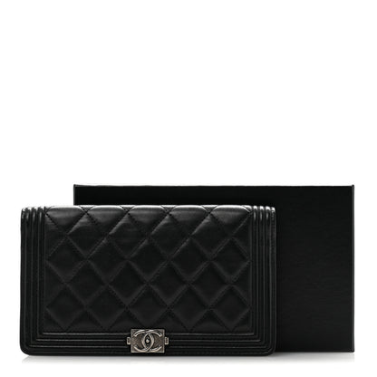 Chanel Lambskin Quilted Boy Yen Wallet Black 10 of 10